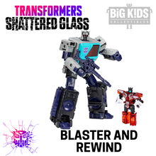 Load image into Gallery viewer, Transformers Shattered Glass Collection Autobot BLASTER and REWIND
