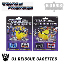 Load image into Gallery viewer, Transformers G1 Reissue Casettes (Ravage/Rumble Frenzy/Lazerbeak)
